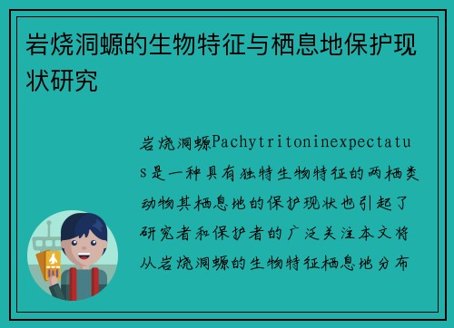 岩烧洞螈的生物特征与栖息地保护现状研究 岩烧洞螈的生物特征与栖息地保护现状研究